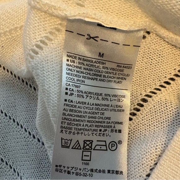 Banana Republic White Pointelle Round Neck Sweater‎ Tunic Size M - Picture 8 of 8